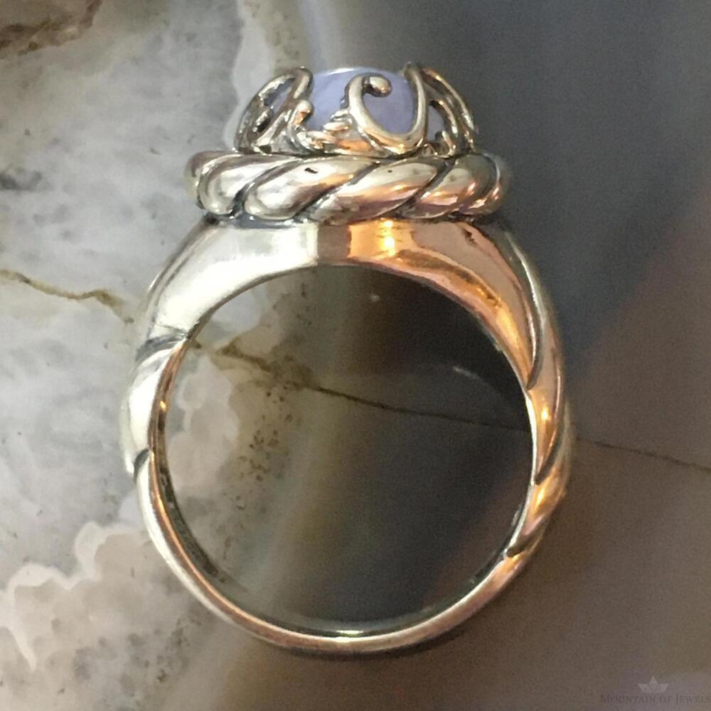 Carolyn Pollack Sterling Oval Blue Lace Agate Decorated Ring Size 8 For Women - Picture 8 of 10